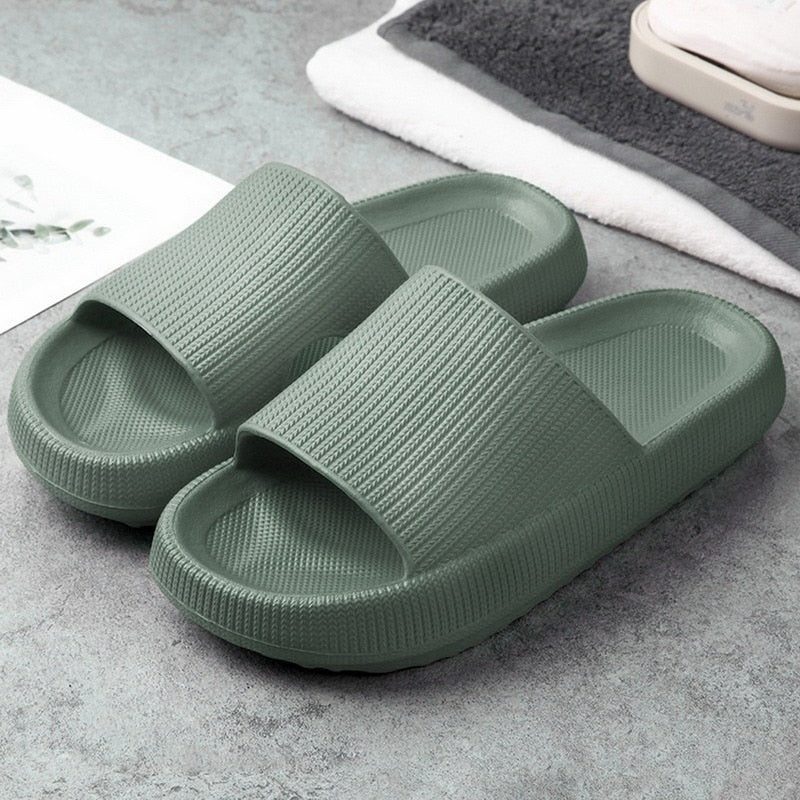Slippers Women Fashion Summer Non-slip Sandals Shoes Beach Slides High Heels Shower Slipper Soft Sole Women Men Ladies Bathroom