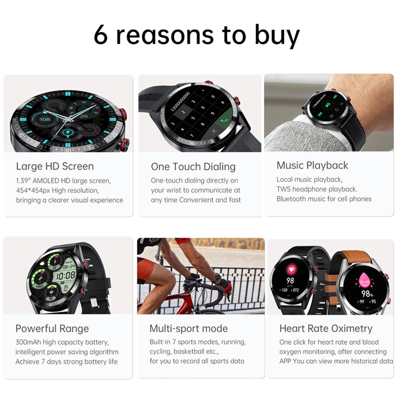 2021 New 454*454 Screen Smart Watch Always Display The Time Bluetooth Call Local Music Smartwatch For Mens Android TWS Earphones