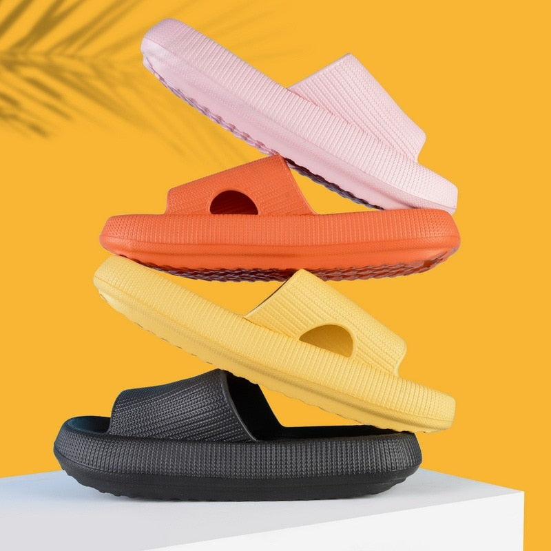 Slippers Women Fashion Summer Non-slip Sandals Shoes Beach Slides High Heels Shower Slipper Soft Sole Women Men Ladies Bathroom