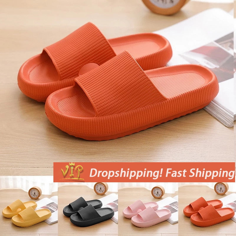 Slippers Women Fashion Summer Non-slip Sandals Shoes Beach Slides High Heels Shower Slipper Soft Sole Women Men Ladies Bathroom