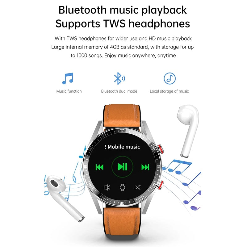 2021 New 454*454 Screen Smart Watch Always Display The Time Bluetooth Call Local Music Smartwatch For Mens Android TWS Earphones